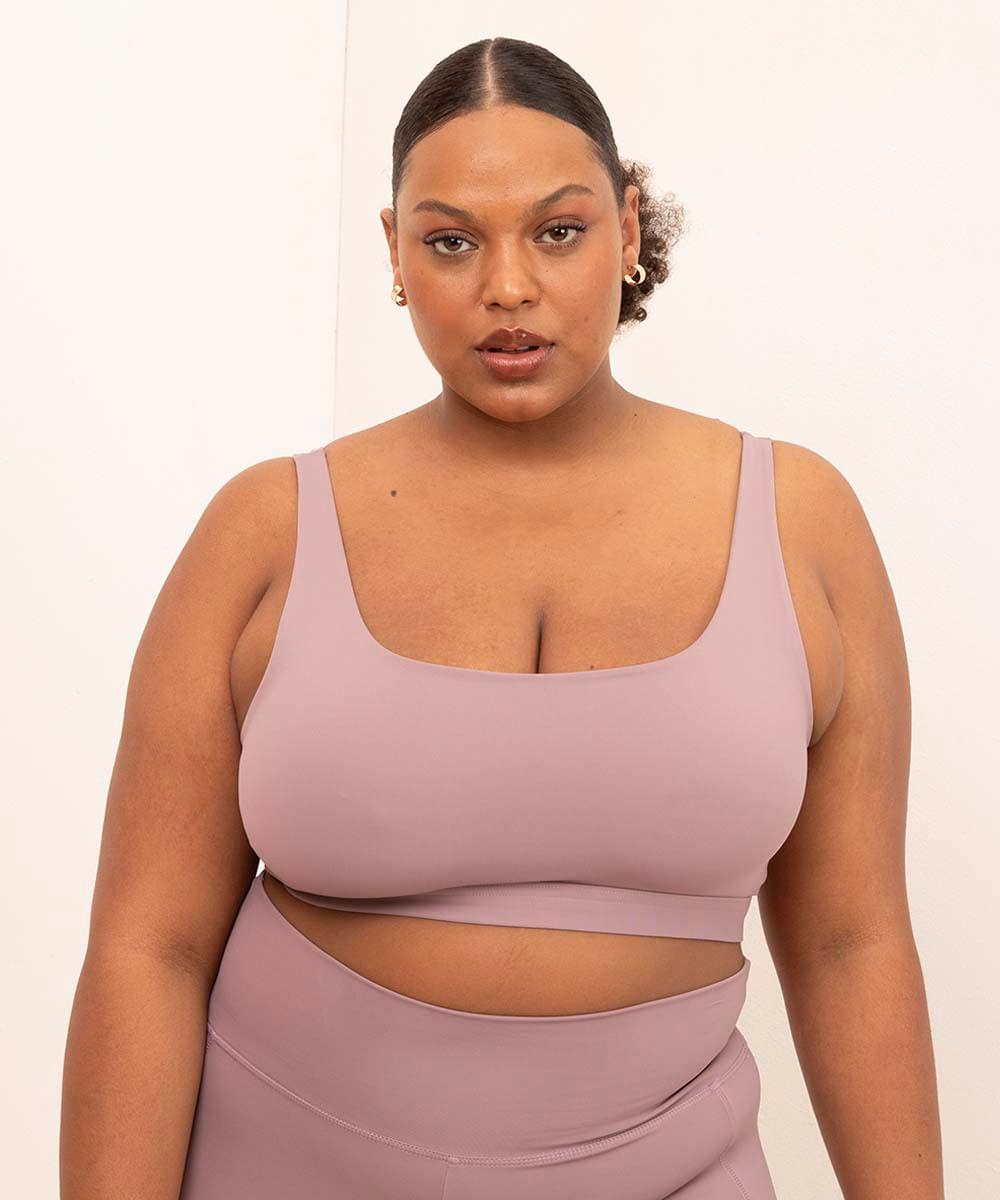 top plus size alça larga decote reto com bojo proteção uv mindset sport  rosa velho